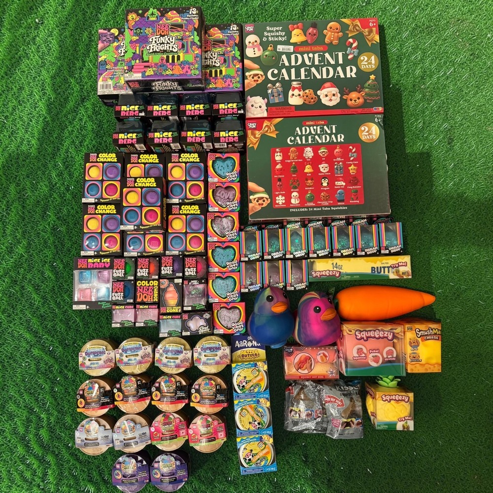NeeDoh Fidget Toy Lot Schylling Aaron's Thinking Putty Advent Calendar Squishies